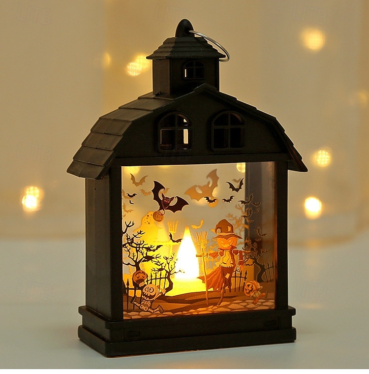 1 ks 14,5 * 9,9 cm halloweenská LED elektronická svíčka, větrná lucerna, dýně, čarodějnice, lebka, strašák, vnitřní a venkovní restaurace, ložnice, halloweenská festivalová atmosféra, dekorativní 2025 - $4.99 –P4