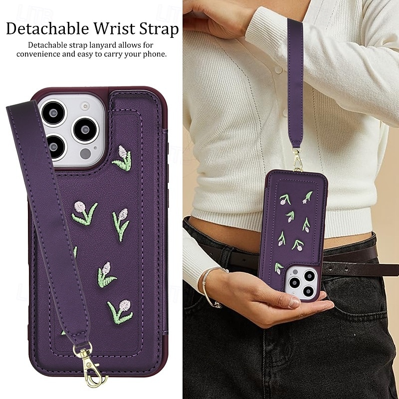 Phone Case For iPhone 16 15 14 Pro Max 13 Pro Max Back Cover with Lanyard Kickstand Card Slot Retro TPU PU Leather 2026 - $18.99 –P3