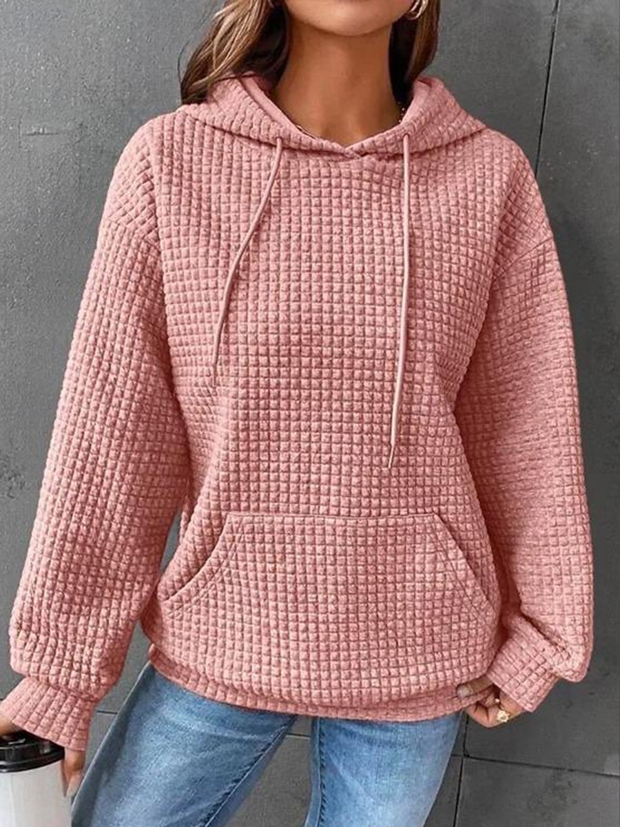 Femmes Sweats à capuche Uni Occasionnel manche longue À capuche Hauts Réguliers Rue Tenue Quotidienne Avec Poches Imprimé Noir Blanche Rose Claire Vert Véronèse Bleu de minuit Automne Hiver de 2025 ? $25.99 –P1