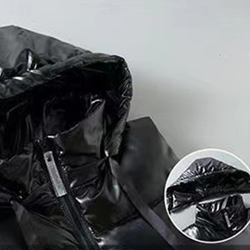 Herr Pufferväst Väst Gilet Semester Dagligen Datum Mode Ledigt Höst vinter Ficka Polyester Håller värmen Bekväm Ensfärgat Dragkedja Huva Normal Silver Svart Väst 2025 - $29.99 –P5