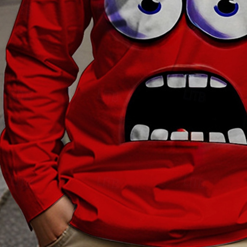 Pojkar tecknat roligt leende ansikte t-shirt långärmad 3D-tryck höst vintermode grundläggande barn 4-12 år rund hals utomhus casual daglig normal passform 2025 - $13.99 –P7