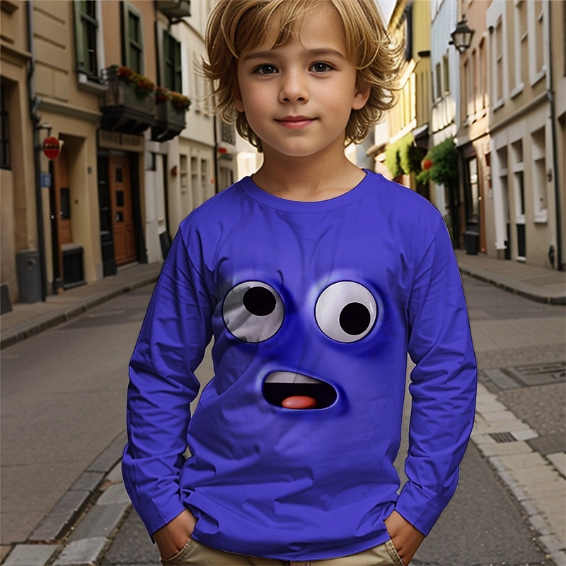 Maglietta per ragazzi con stampa 3D, divertente, a maniche lunghe, con stampa 3D, autunno inverno, basic, per bambini dai 4 ai 12 anni, girocollo, casual, per attività all'aperto, vestibilità del 2025 a $13.99 –P2