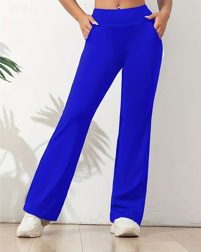 Жен. Брюки Прямой силуэт Уличный стиль На каждый день Полная длина Средняя талия Полотняное плетение Карман Эластичная талия Мягкий Для улицы Праздники выходные 2025 - $9.99 –P11