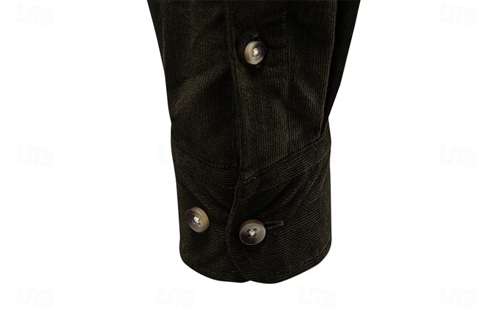 Per uomo Camicia Blu marino scuro Marrone Verde militare Manica Lunga Semplice Colletto a Camicia Scuola Formale Bottoni Abbigliamento Elegante Vintage Cool Quotidiano del 2026 a $35.99 –P16