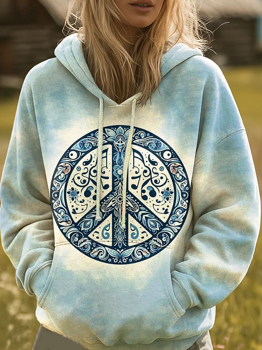 Dames Trui met capuchon Sweatshirt Grafisch Regenboog Casual Boho Lange mouw Capuchon Normale tops Straat Dagelijks gebruik Afdrukken Voorvak Rood blauw Paars Oranje Lente Herfst Winter 2025 - $26.99 –P4