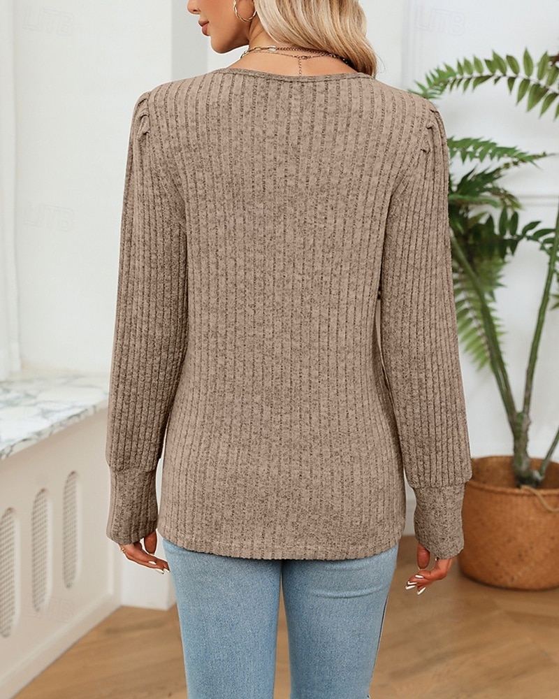 Naisten Neulos Pusero Päivittäin Tyylikäs Vapaa-aika Väripalikka Joustin V kaula-aukko Kudottu Pitsinauhat Pitkähihainen Tavalliset topit Neuloa Päivittäin Pyhäpäivä Bile Viininpunainen Musta Syksy 2026 - $27.99 –P16