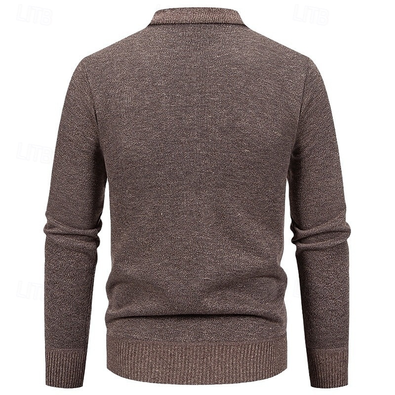 Herren Pullover Kleid Pullover Strickjacke Reißverschluss-Pullover Strickpullover Gerippt Stricken Normale Oberteile Gestrickt Gerippt Einfach Rollkragen Mode Schals Lässig Alltagskleidung Bekleidung 2025 - $29.99 –P4