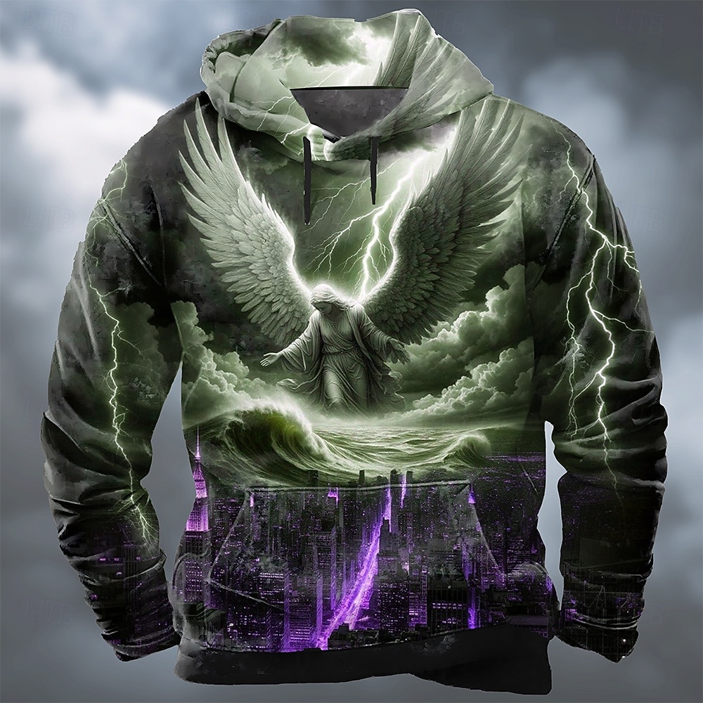 Herren 3D-Druck Jesus Kapuzensweatshirt Pullover Cool Party Langarm Rundhalsausschnitt Geschenk Streetwear Schwarz Purpur Grün Kordelzug Herbst Winter Designer S M L XL XXL XXXL 2026 - $28.99 –P2