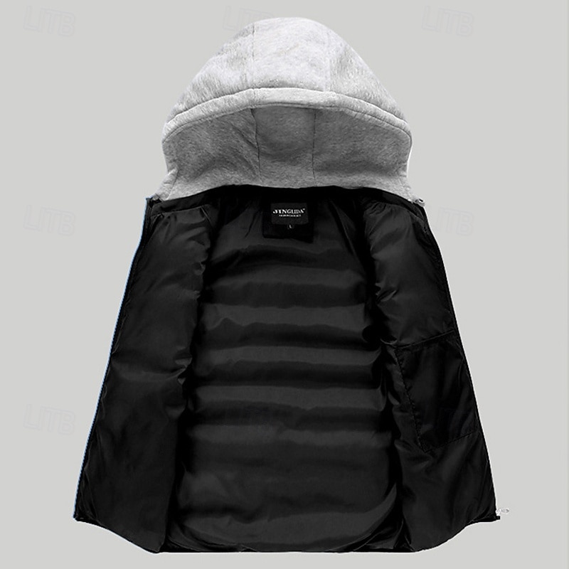 Herr Pufferväst Väst Gilet Semester Dagligen Datum Mode Ledigt Vinter Ficka Polyester Håller värmen Bekväm Ensfärgat Dragkedja Huva Normal Svart Rubinrött Orange Mörkblå Väst 2025 - $26.99 –P3