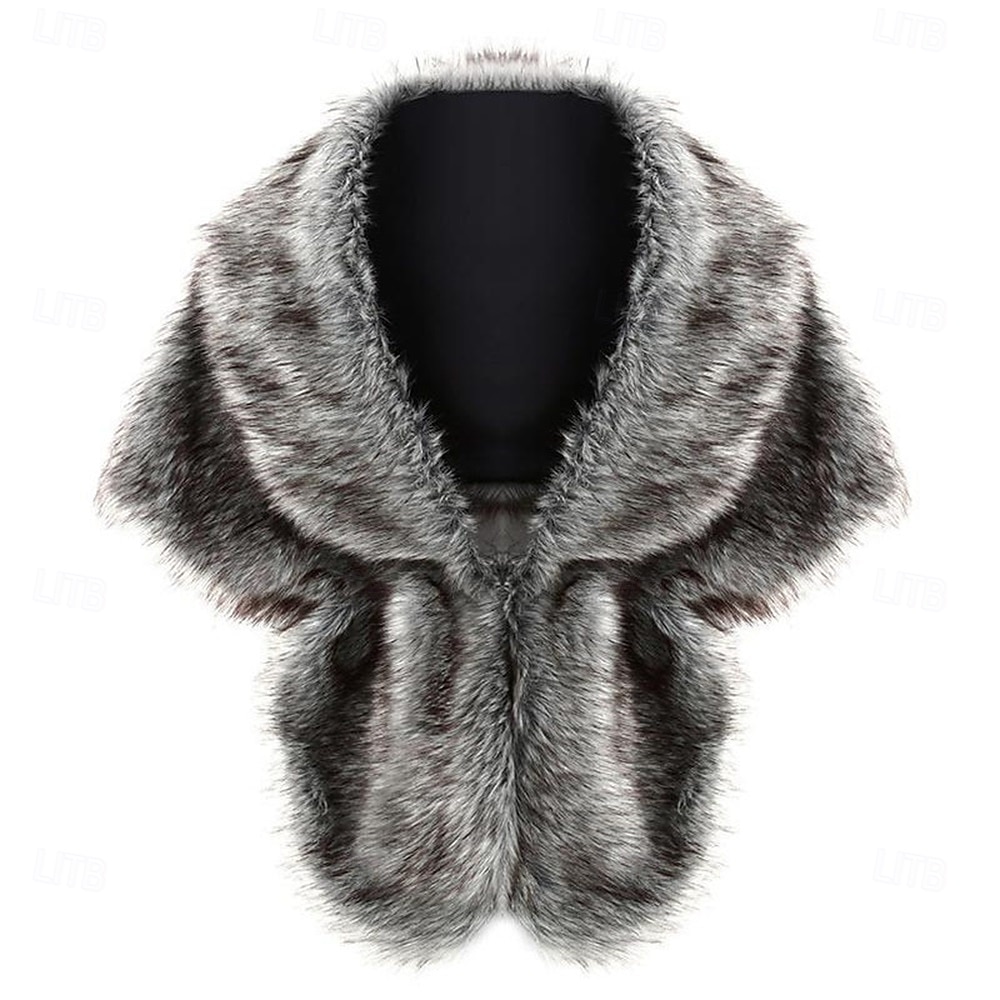 scialli e coprispalle in pelliccia sintetica da donna, sciarpe senza maniche per spose, sciarpe in pelliccia anni '20, stole in pelliccia da sposa con spilla, mantellina invernale in pelliccia per del 2025 a $39.99 –P8