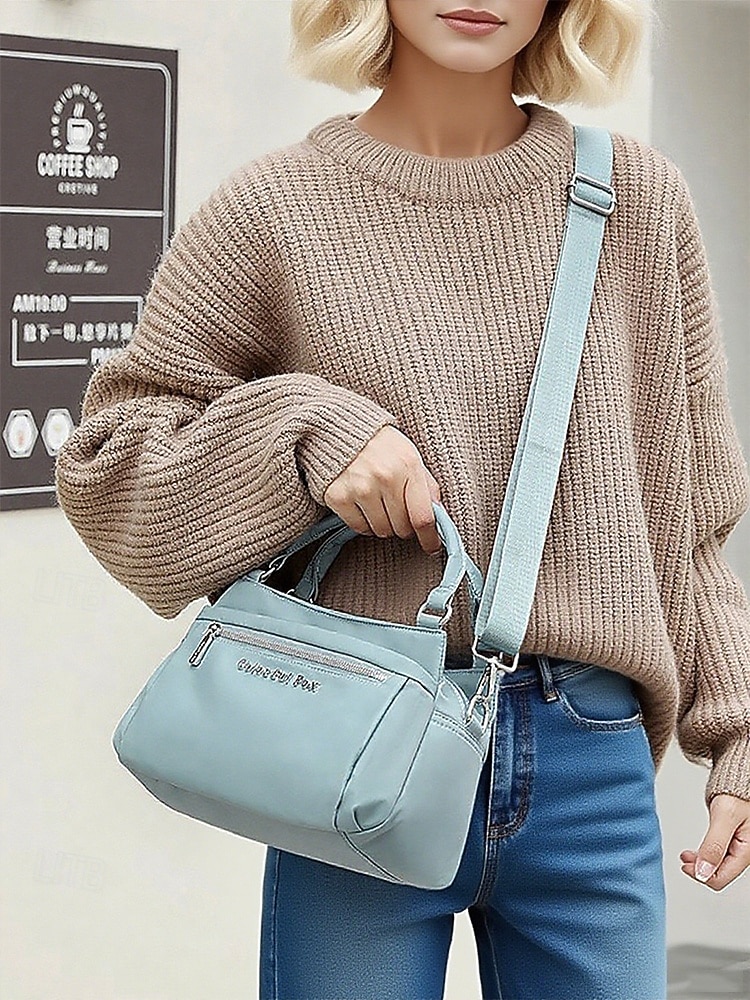 Women's large capacity multi-compartment storage lightweight waterproof nylon crossbody bag with adjustable shoulder strap, Casual style, Suitable for daily use and going out 2026 - $24.99 –P1