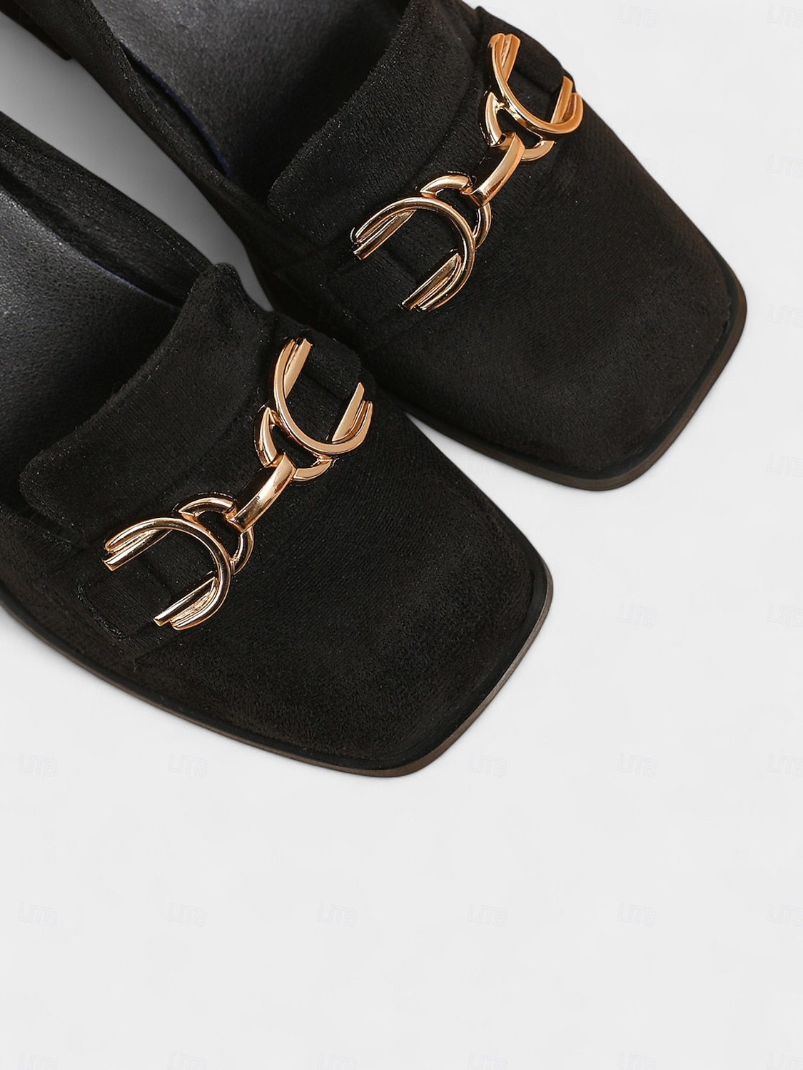 Mocassins à talon carré en daim bordeaux pour femmes - chaussures habillées à enfiler à bout carré avec détail mors doré, style rétro classique pour le bureau, les tenues d'affaires et les occasions de 2025 ? $42.99 –P5