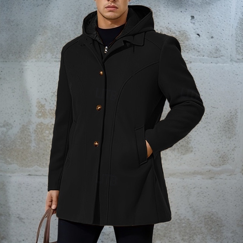 Herren Parka Trenchcoat Urlaub Täglich Herbst Winter Polyester Winddicht Oberbekleidung Bekleidung Mode Klassisch Einfach Tasche Mit Kapuze Reisverschluss 2025 - $52.99 –P7
