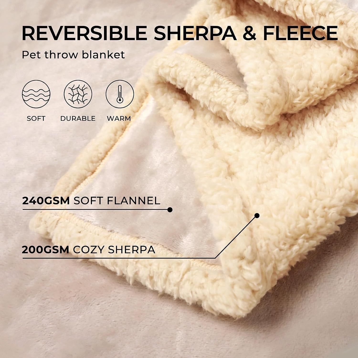 Pătură impermeabilă pentru animale de companie pătura groasă din flanel și sherpa pentru patul animalelor de companie pătură moale din catifea pentru câini 2025 - $11.49 –P10