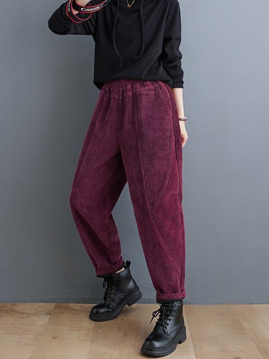 Mujer Chinos Vacaciones Moda Casual Longitud total Alta cintura Plano Bolsillo Cintura elástica Confortable Suave Cómodo Microelástico Exterior Calle Negro Morado Verde Trébol Café Primavera Otoño 2025 - $26.99 –P4