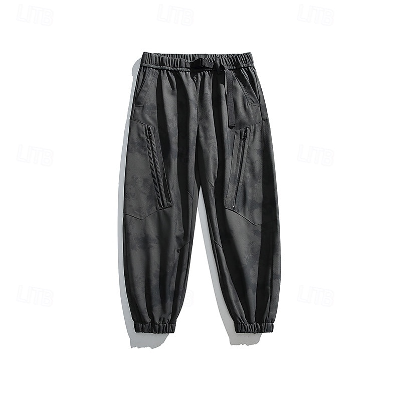 Homens Calças de Trilha Calças impermeáveis Calças com cordão Calças Softshell Ao ar livre Normal Prova-de-Água A Prova de Vento Calças Bolsos Cintura elástica Preto Branco Acampar e Caminhar Corrida de 2025 por $48.99 –P12