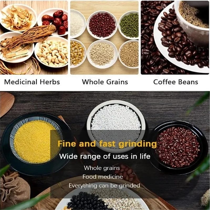 Кухонная многофункциональная 4-х лезвийная зерновая мельница для измельчения кофе, домашняя электрическая кофемолка, блендер для орехов и бобов 2026 - $23.99 –P12