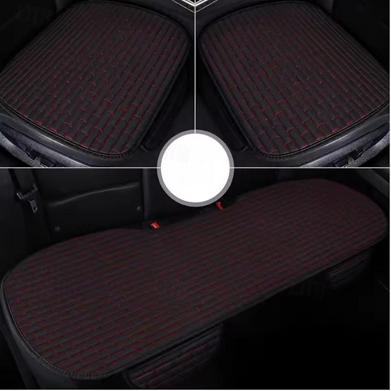 Capa universal para assento de carro em linho, 3 peças, tecido respirável, protetor de almofada para assento dianteiro e traseiro, acessórios para interior de carro masculino de 2025 por $75.99 –P4
