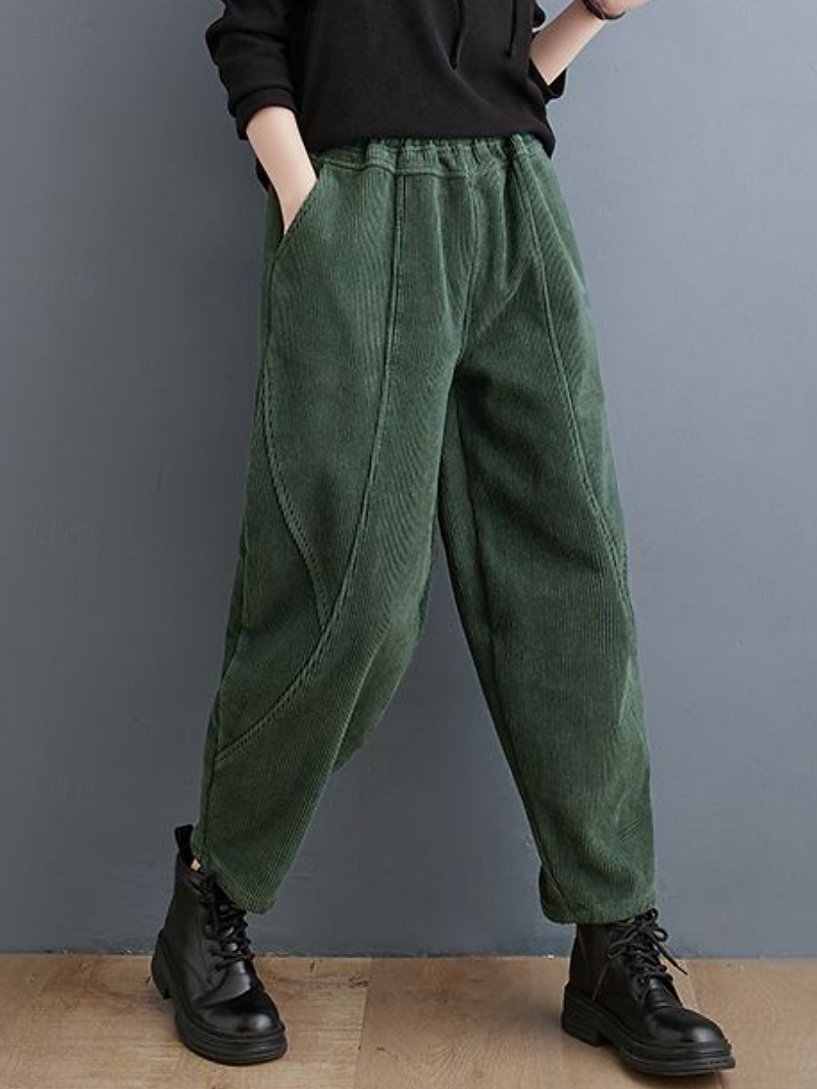 Mujer Chinos Vacaciones Moda Casual Longitud total Alta cintura Plano Bolsillo Cintura elástica Confortable Suave Cómodo Microelástico Exterior Calle Negro Morado Verde Trébol Café Primavera Otoño 2025 - $26.99 –P7