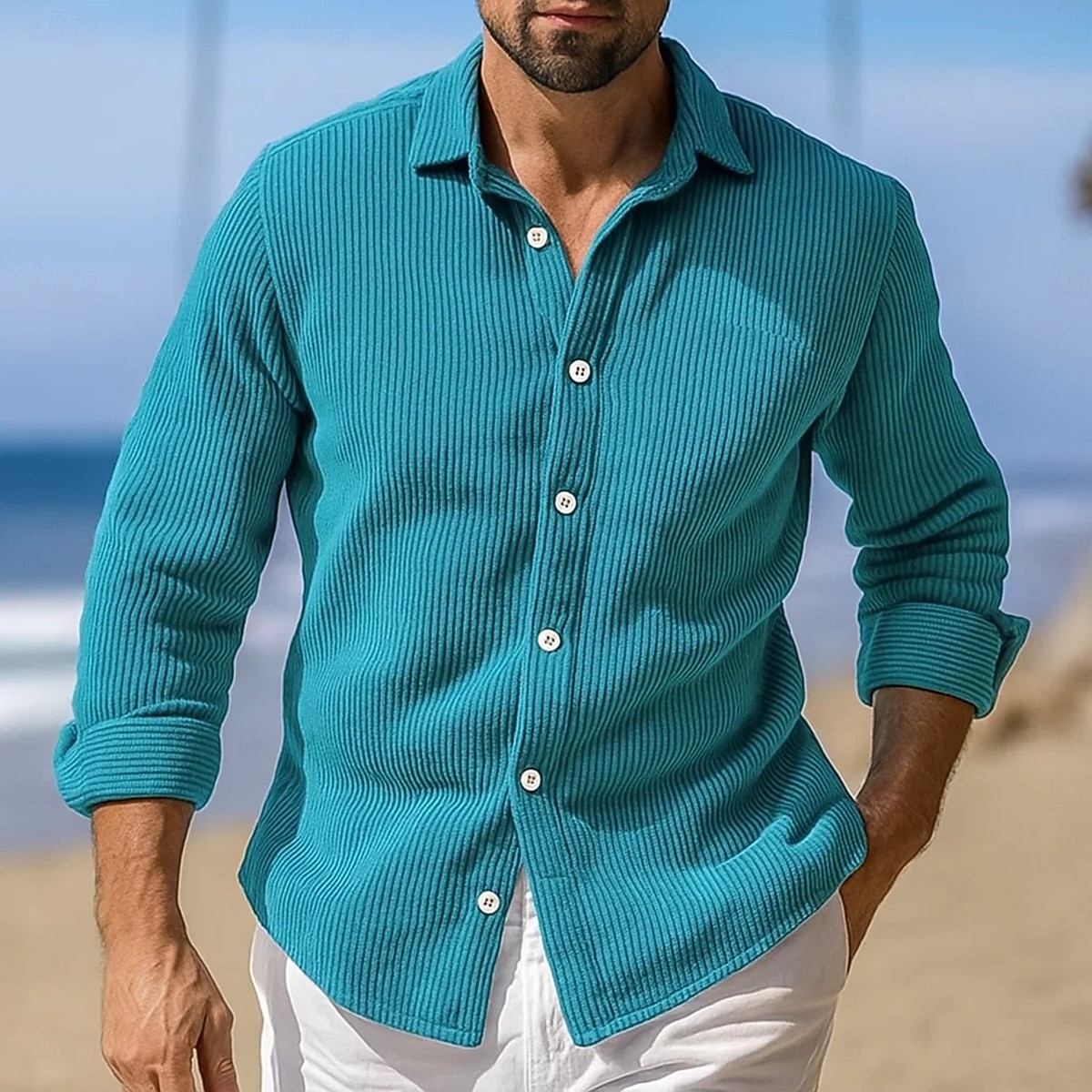 Per uomo Camicia Camicia Estiva Camicia di Velluto a Coste Camicia con Bottoni Rosa Blu Viola Verde Manica Lunga Semplice Colletto Collo ripiegato Casuale Quotidiano Bottonato Abbigliamento Moda del 2025 a $23.99 –P6