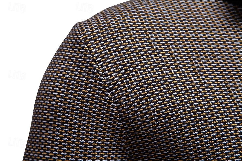 Herr Tröja Kabel Sticka Vanliga toppar Halv dragkedja Färgblock Geometrisk Kinakrage Elegant Häftig Skola Semester Kläder Vår Höst Svart Brun S M L 2025 - $50.99 –P5