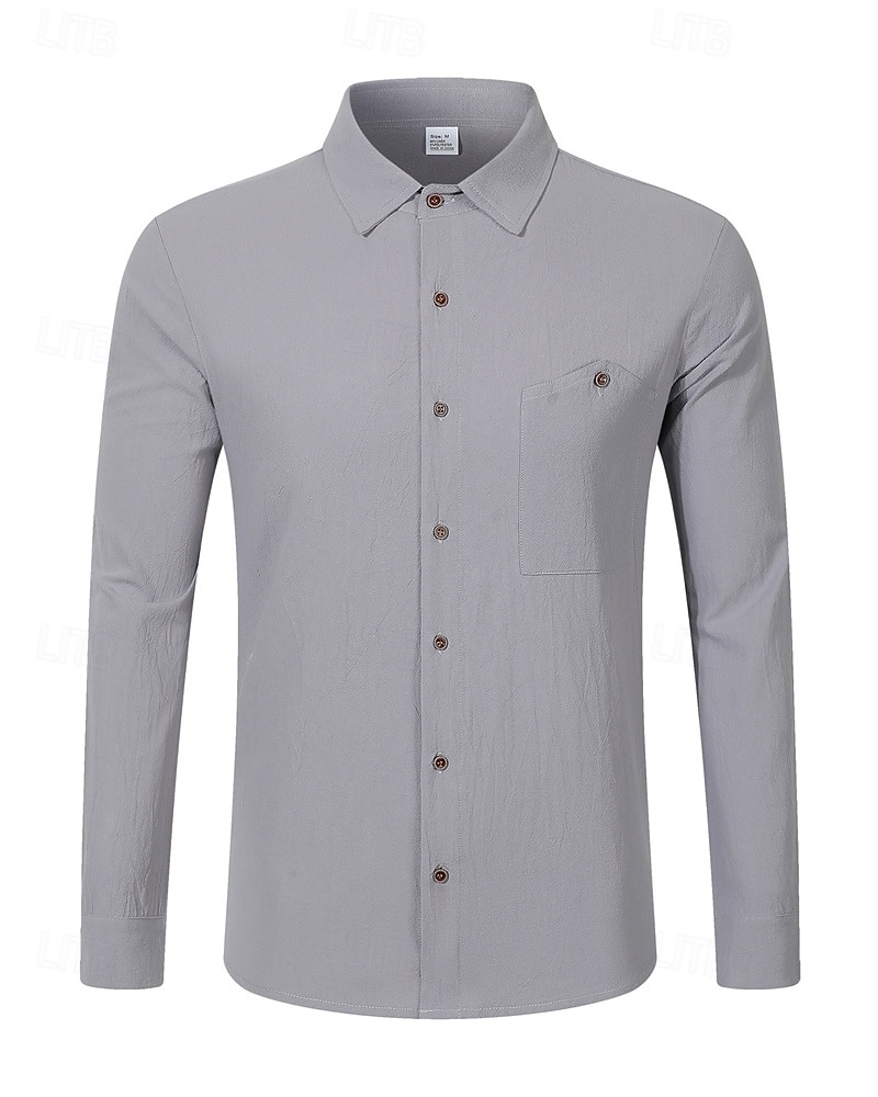 Per uomo Camicia Camicia di lino Camicia casual Camicia con Bottoni Camicia di cotone Semplice Vacanza Camicia hawaiana Nero Bianco Giallo Blu marino Manica Lunga Bavero Primavera Autunno del 2025 a $22.99 –P11