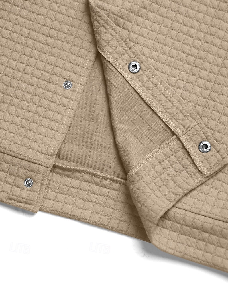 Per uomo Giacca a nido d'ape Giacca Camicia Giacca Casual Vacanza Quotidiano Traspirante Jacquard Tasca Primavera Autunno Semplice Moda Classico Bavero Regolare Nero Bianco Cachi Verde militare del 2025 a $22.99 –P8