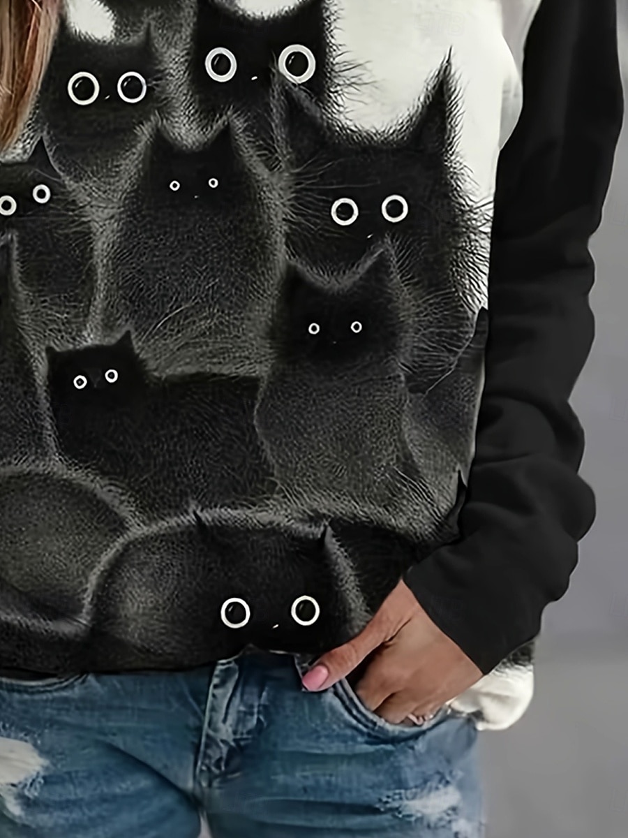 Tricou femei cu mânecă lungă grafic animal vintage elegant clasic gât echipaj gât rotund bluze regulate imprimeu zilnic negru primăvară toamnă pre-toamnă 2026 - $24.99 –P3