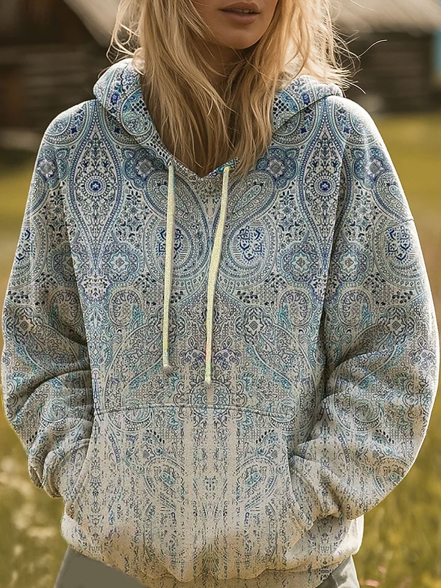 Women's Pullover Hoodie Sweatshirt Graphic Rainbow Casual Boho Long Sleeve Hooded Regular Tops Street Dailywear Print Front Pocket Yellow Pink Blue Orange Fall Winter 2025 - $26.99 –P2