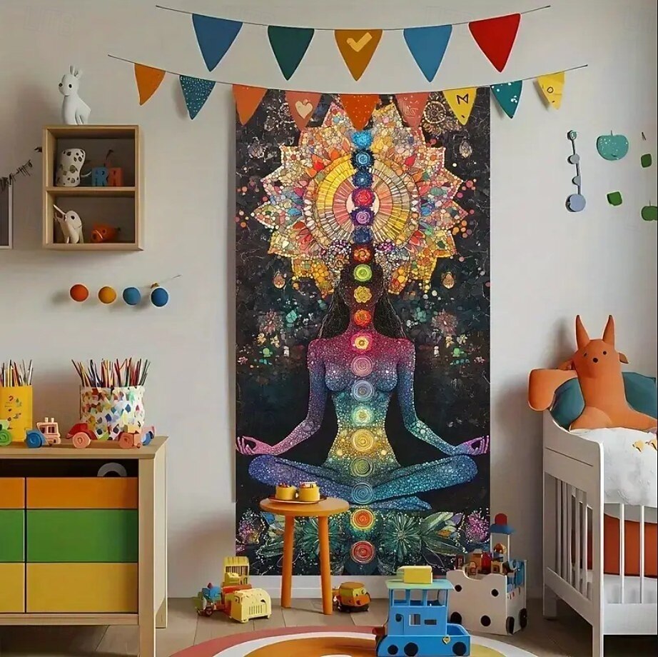 Couverture de porte Bannières extérieures Sept chakras Méditation Yoga Esthétique Mystique Chambre Salon Porte d'Entrée Décorations murales, porte, arrière-plan de 2026 ? $19.99 –P3
