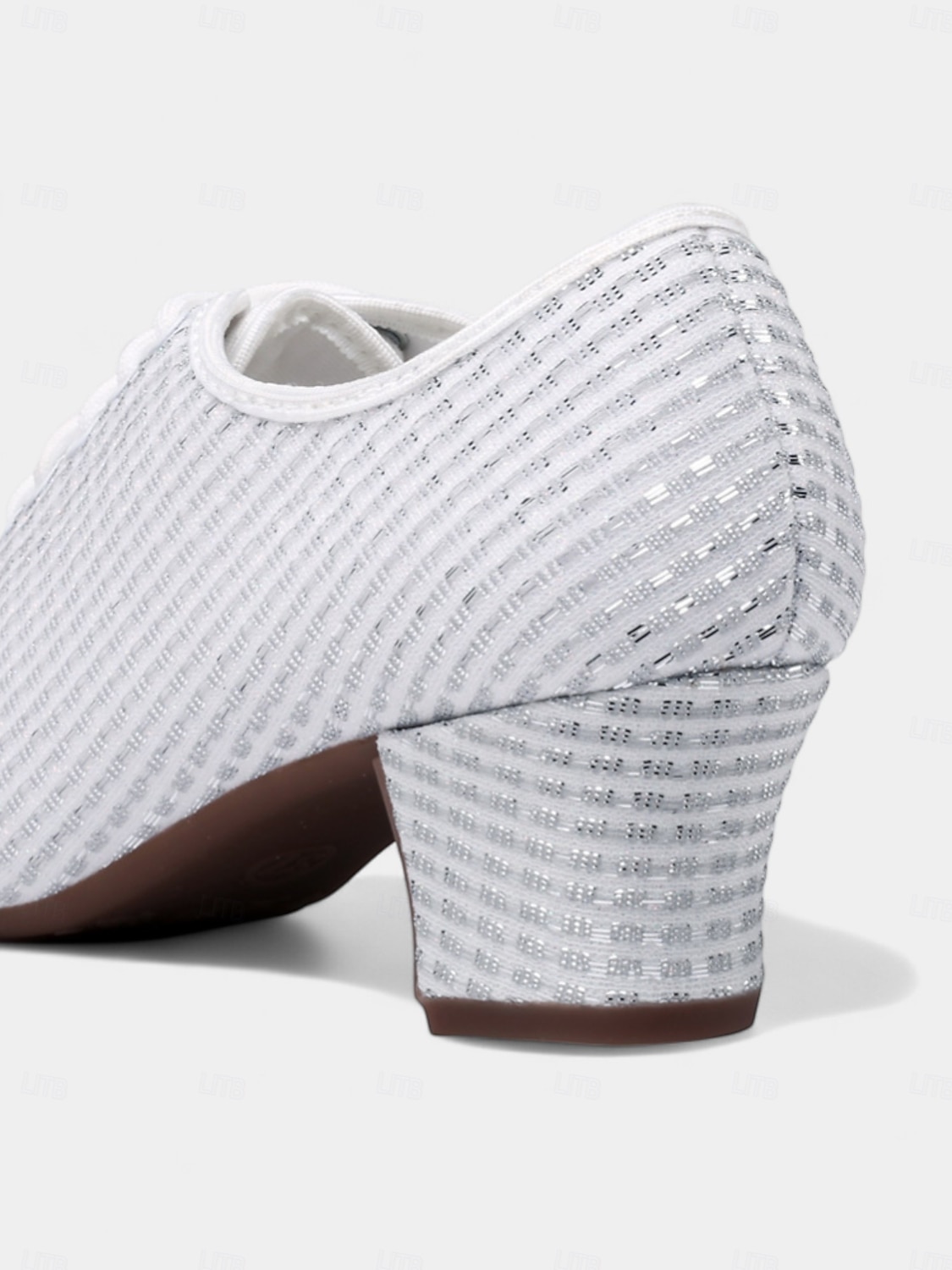 Sapatos de dança brancos com cadarço para mulheres - calçados de salão de salto grosso e brilhante com design de malha respirável para prática e performance de 2025 por $34.99 –P5