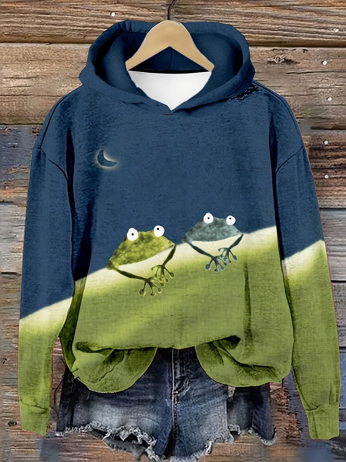 Femmes Sweat à capuche Graphique Animal Occasionnel manche longue À capuche Hauts Réguliers Tenue de soirée Rue Tenue Quotidienne Bleu Printemps Automne Hiver de 2025 ? $31.99 –P1