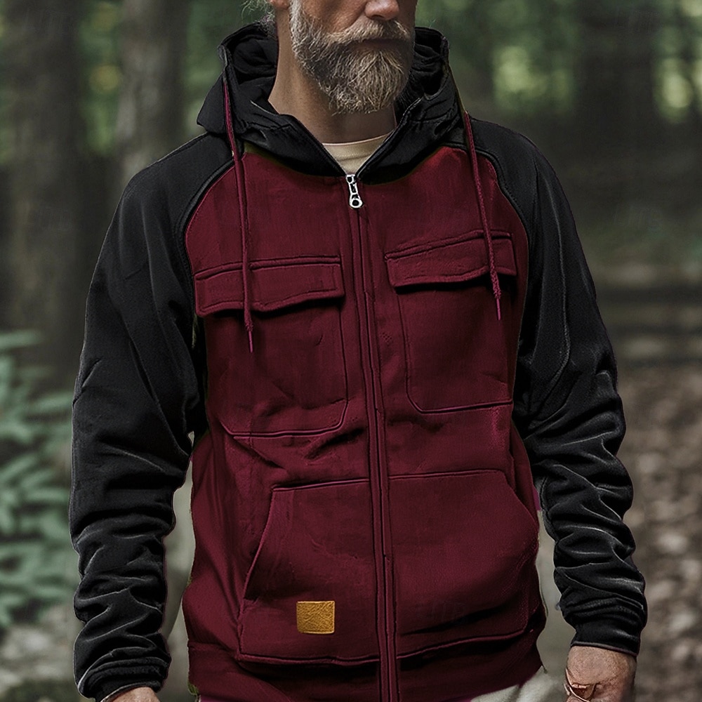 Homens Moletom Full Zip Hoodie Vinho Com Capuz Bloco de cor Patchwork Bolsos Diário Desportos e Ar livre Feriado Poliéster Roupa de rua Básico Casual Primavera Outono Roupa Moletons Moletons Manga de 2026 por $36.99 –P3