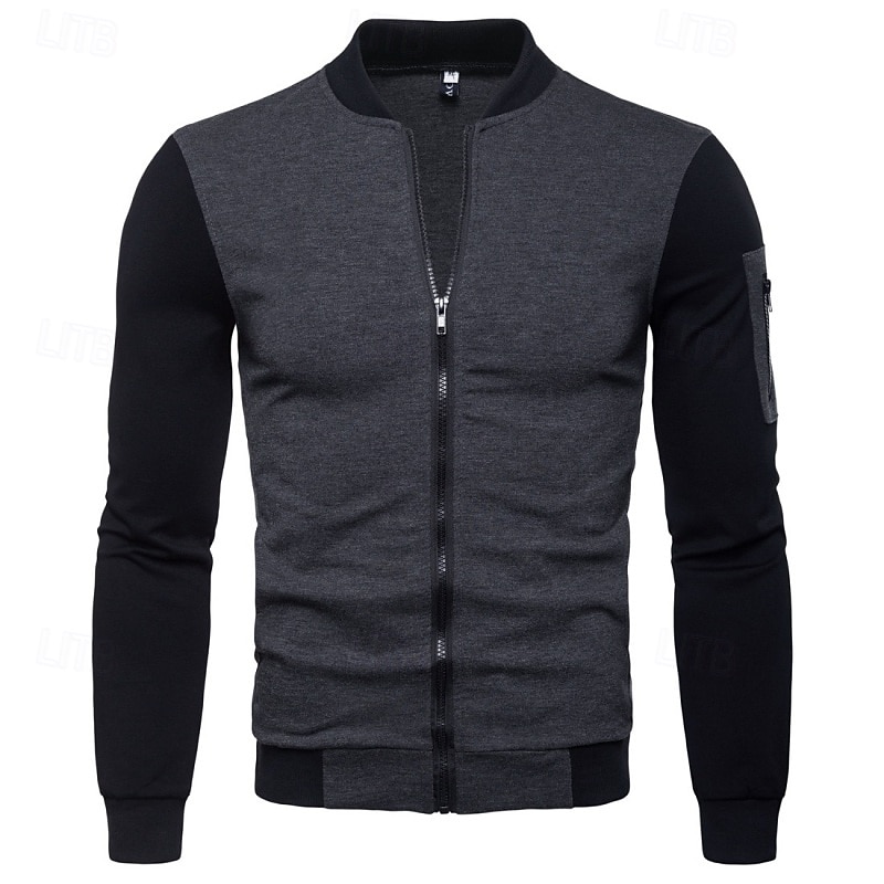 Hombre Sudadera Sudadera Con Capucha Pull-over Sudadera con capucha y botones Negro Gris Cuello Barco Cuello Mao Plano Retazos Bloque de Color Deporte Casual Diario Poliéster Ropa de calle Fresco 2025 - $39.99 –P2
