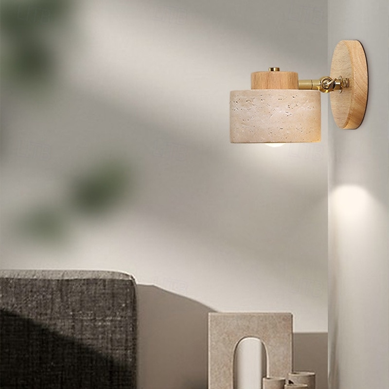 Vegglampe i naturstein, justerbar, steinmontert baderomslampe, fastkablet, rustikk lampe i gårdshusstil, moderne belysning for soverom, stue, nattbord, 85-265v 2025 - $91.99 –P8