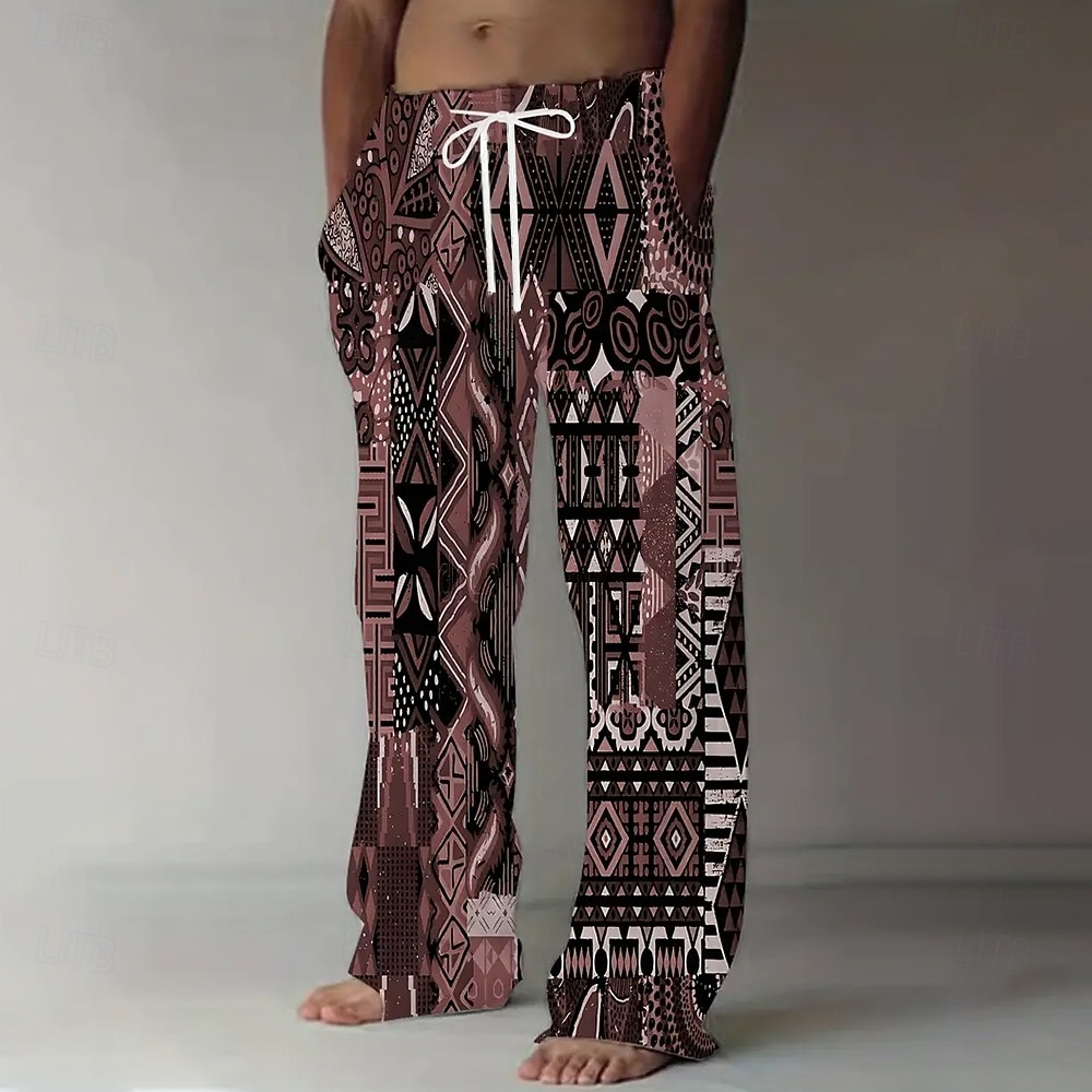 Per uomo Geometrico Etico / africano Pantaloni Pantaloni casual Pantaloni Larghi Misura del girovita medio Vintage Retrò All'aperto Vacanza Coulisse elastica in vita Pantaloni tipo lino con tasche del 2026 a $27.99 –P6