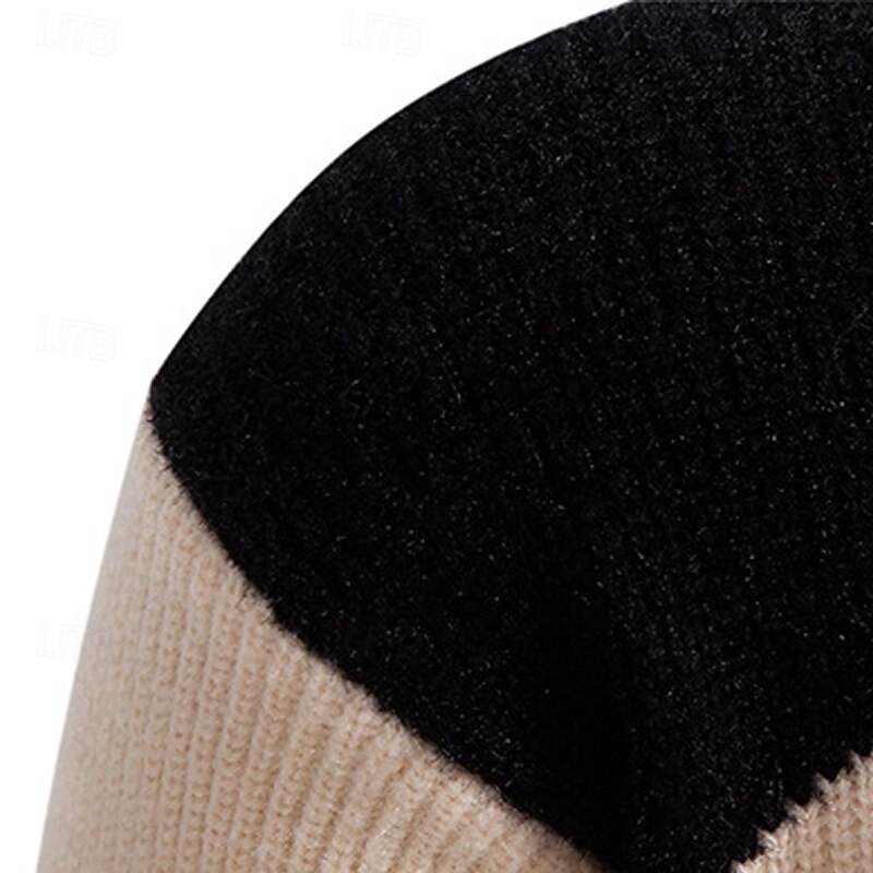 Herr Tröja Pullover tröja Ribbad Sticka Vanliga toppar Stickat Slimmad passform Färgblock Rund hals Stickat Nutida Ledigt Dagliga kläder Kläder Höst Vinter Svart Blå M L XL 2025 - $35.99 –P6