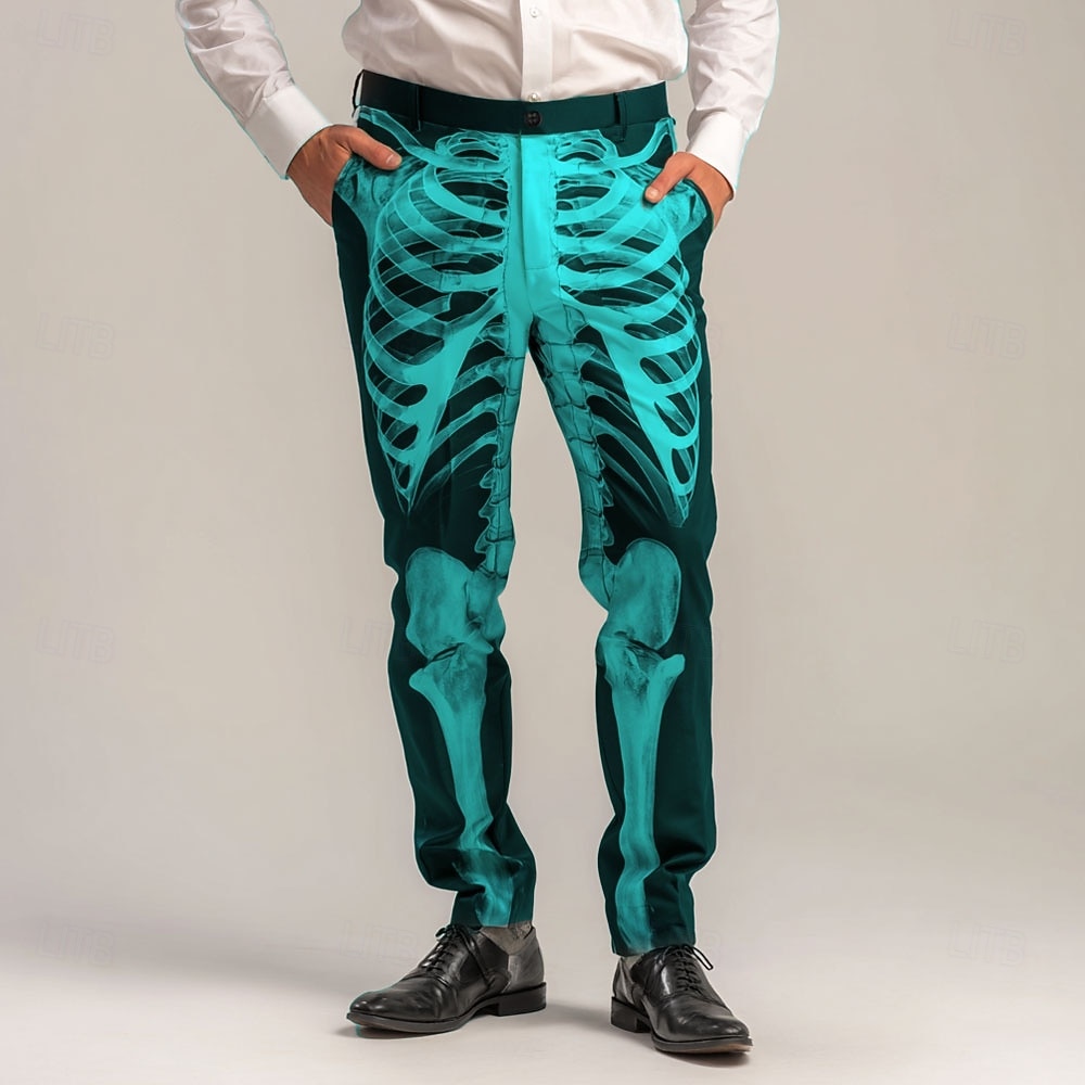 Pantaloni Costumi Scheletro da Uomo Pantaloni Eleganti Pantaloni da Abito Vita Media Casual All'aperto Scadenza Pantaloni Slim Fit con Tasche Primavera Autunno 3D Stampati Bianco Viola Arancione del 2026 a $33.99 –P4