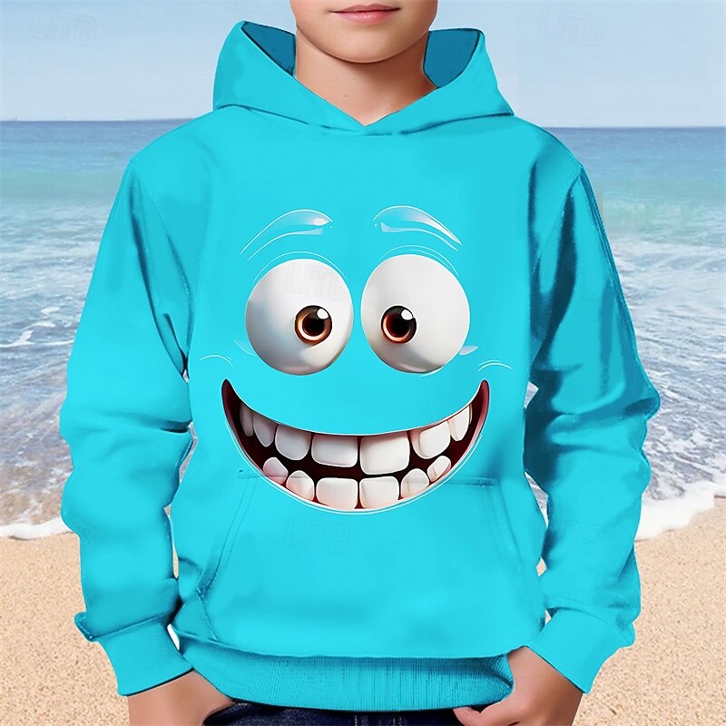 Moletom com capuz estampa 3D para meninos, estampa engraçada com sorriso, manga longa, moda outono inverno, streetwear, crianças de 4 a 12 anos, com capuz, casual, para atividades ao ar livre, ajuste de 2025 por $18.99 –P5