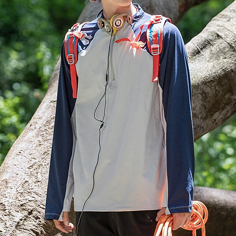 Муж. Рубашка для туризма и прогулок Рубашка с застежкой-молнией на четверть Футболка с защитой от ультрафиолета Длинный рукав Верхняя часть На открытом воздухе УФ-защита от солнца Быстровысыхающий 2026 - $31.99 –P8