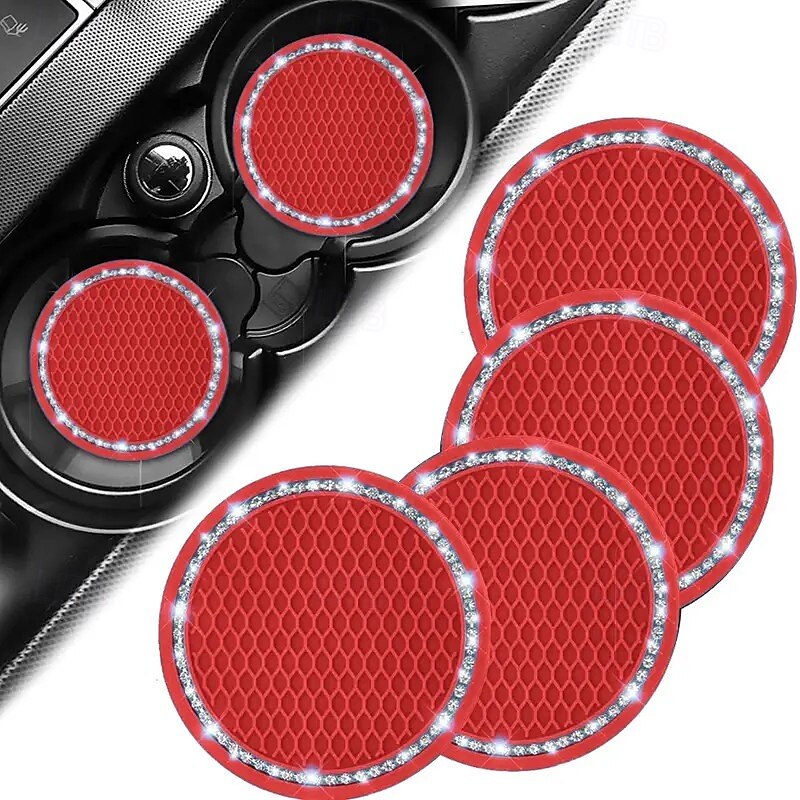 4 универсальных автомобильных коврика под стакан, нескользящие мягкие аксессуары для салона с кристаллами и бриллиантами, автомобильные органайзеры для подставок под напитки, практичное украшение для 2026 - $12.99 –P7