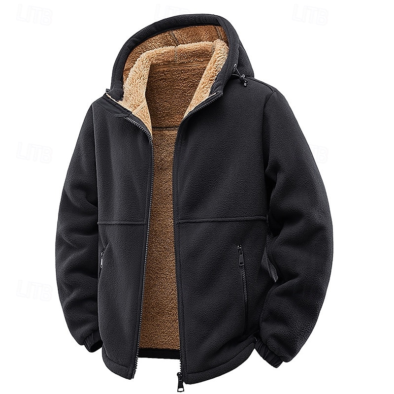 Ανδρικά Μπουφάν fleece Causal Ρούχα Γυμναστικής Τσέπη Με Κουκούλα Φθινόπωρο Χειμώνας Συμπαγές Χρώμα Ενεργό Ουδέτερος Κολάρο Πουκαμίσου Κοντό Μαύρο Βαθυγάλαζο Καφέ Πράσινο του τριφυλλιού Σακάκια 2026 - $47.99 –P14