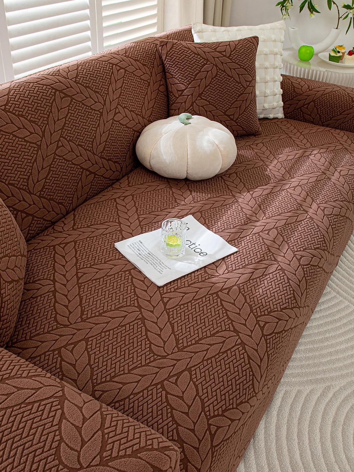Copridivano in velluto jacquard con linea geometrica, 1 pezzo, copridivano elastico in stile semplice, adatto agli animali domestici, antiscivolo, antipolvere, lavabile in lavatrice, protezione per del 2025 a $30.99 –P1