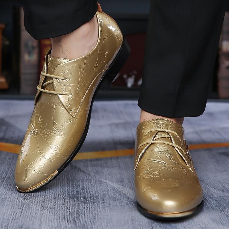 scarpe eleganti da uomo con lacci in vernice viola lucida – calzature formali audaci per feste e spettacoli teatrali del 2025 a $42.99 –P8
