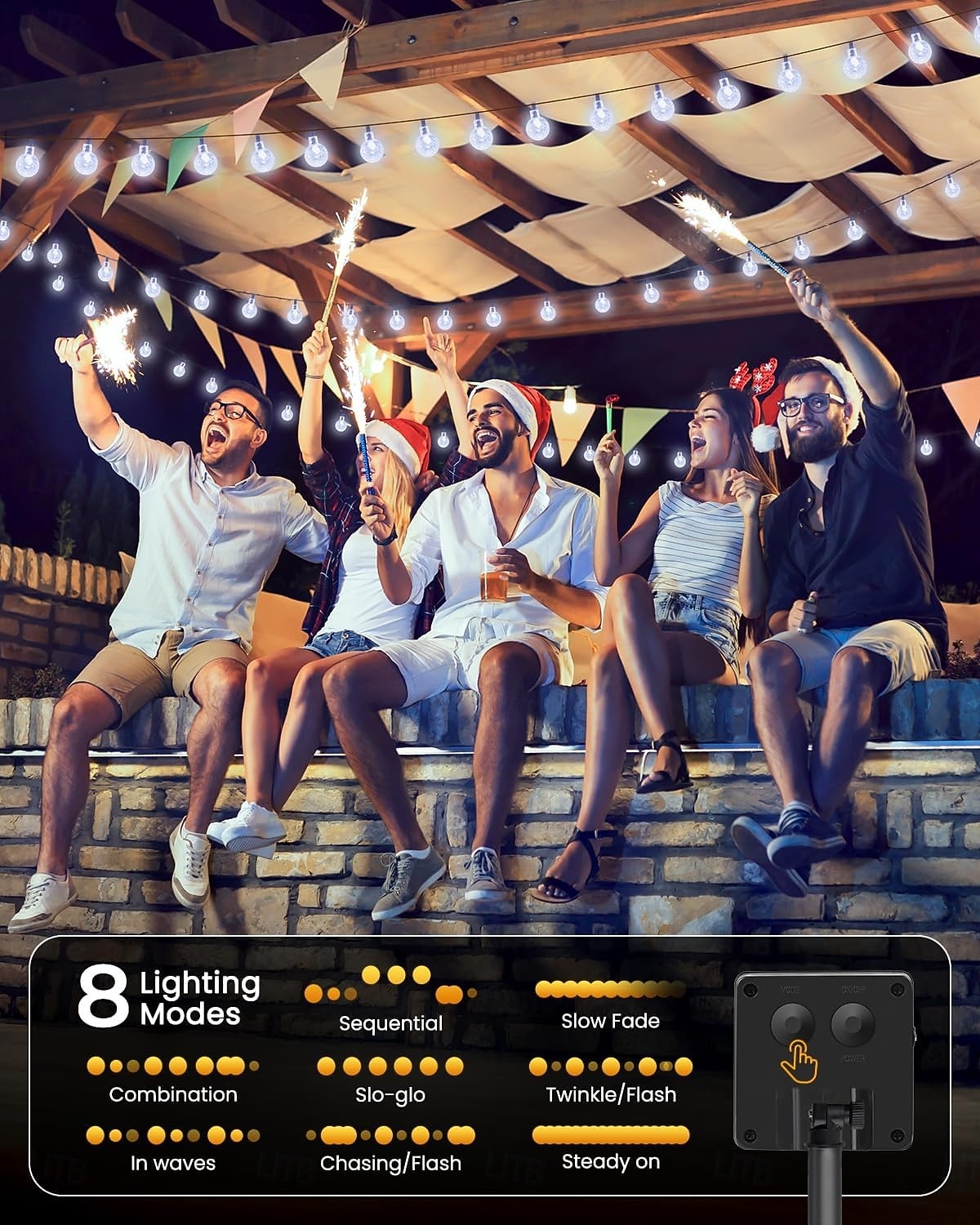 Solar Glühbirnen Lichterkette Außen 50 LEDs 7m Kristallball Solarlicht 6.5m 30 LEDs Außen IP65 wasserdicht 8 Modelle Lichterkette Feenlampen Solar Garten Girlanden Dekoration 2026 - $15.49 –P3