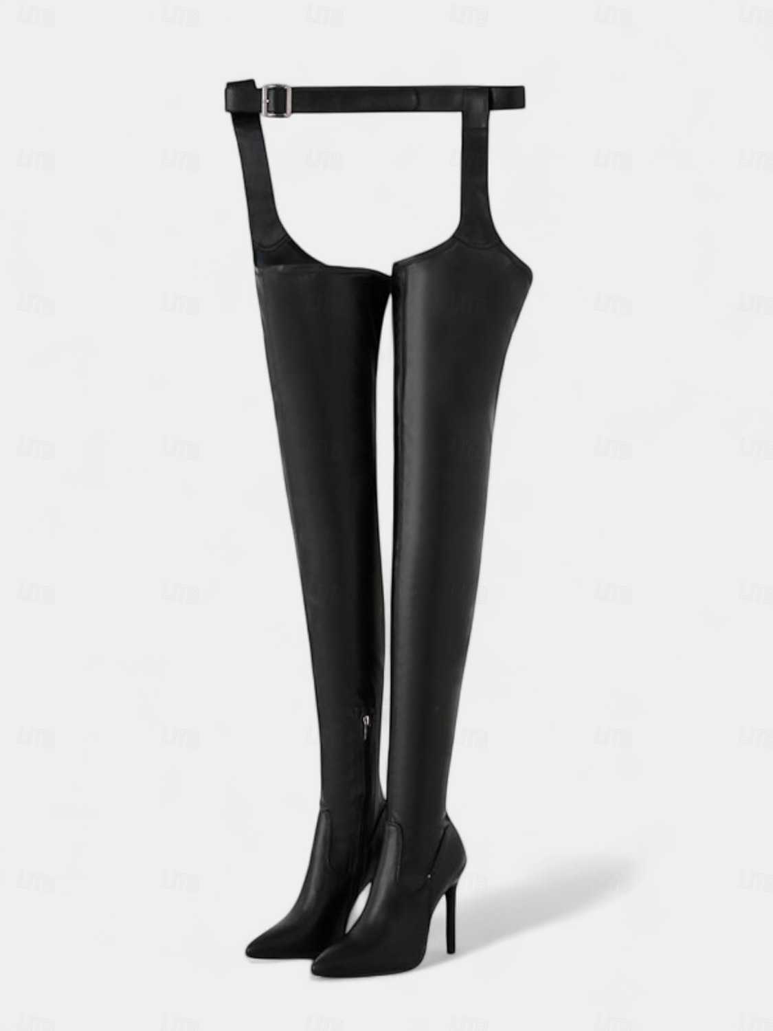 Botas femininas pretas de couro sintético com salto alto acima do joelho - calçados sensuais para balada e festa de 2025 por $69.99 –P1