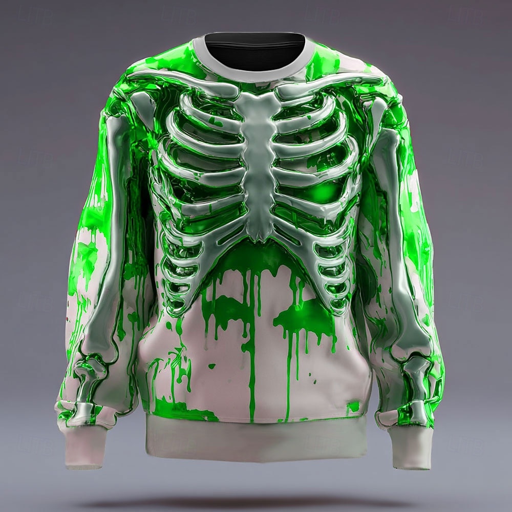 Per uomo 3D Scheletro Felpa Punk Festa Gotico Manica Lunga Girocollo Vacanza Blu Rosso Viola Arancione Verde Girocollo 3D Tutte le stagioni progettista S M L XL XXL XXXL del 2026 a $32.99 –P4
