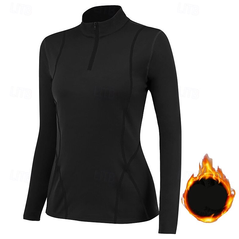 Women's Fleece Workout Shirt Yoga Top Stand Collar Warm Quarter Zipper Long Sleeve Sports Solid Color Top For Gym Athletic Sports Activewear 2025 - $23.99 –P2