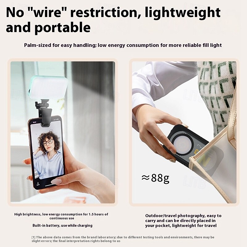 2025年 ポータブル セルフィー スマホライト 3モード LED クリップオンライト 充電式ビデオライト iPhone 写真 ティックトック Vlog コンピューター ノートパソコン ビデオ会議用  コレクション – $21.99 –P16