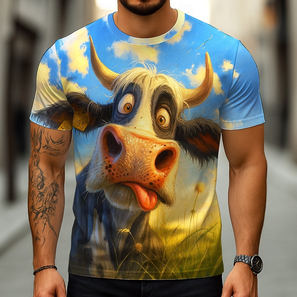 Bărbați Animal Vacă #D Tricou Manșon scurt Tricou Tipărire 3D Stil Nautic Cămașă Exagerat Designer Petrecere Concediu Albastru piscină Vară Primăvară Îmbrăcăminte S M L XL XXL XXXL 2026 - $19.49 –P1
